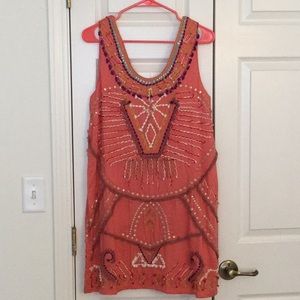 Anthropologie Bohemian dress in coral pink (NWT!)